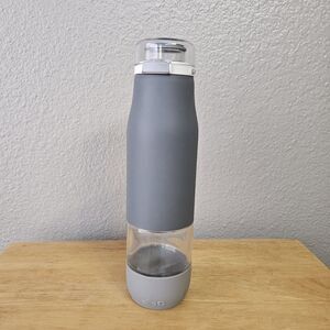 Ello Gray Glass Water Bottle Flip Lid 20oz Silicone Sleeve Leakproof Gym Travel